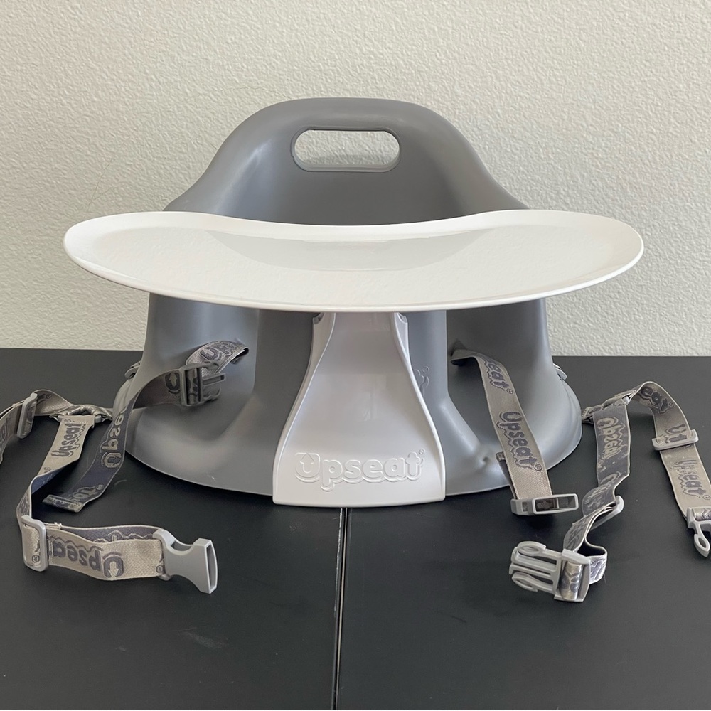 Upseat baby floor and booster seat with tray